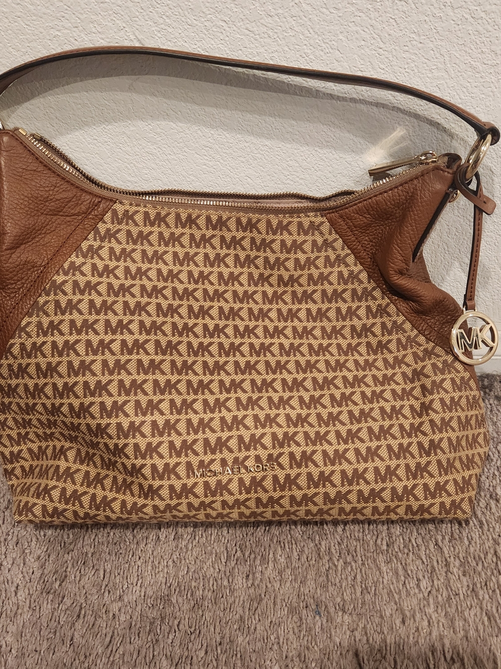 Michael Kors Tan/Brown Signature MK Hobo Bag